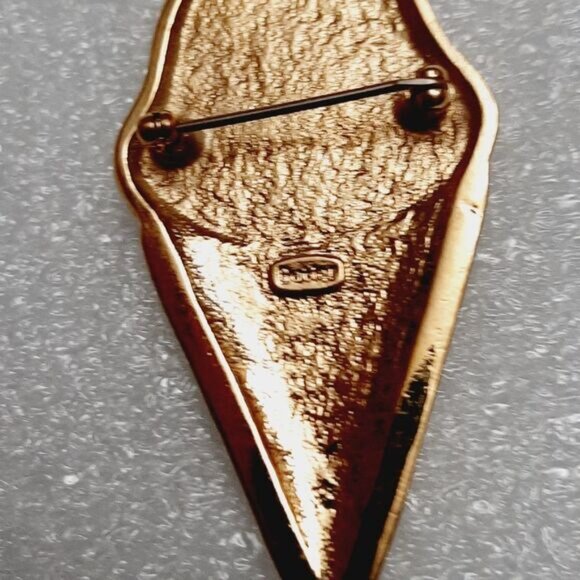 BUTLER Signed Vintage Peach Pearly Enamel Ice Cream Brooch Jewelry Goldtone Pin - Picture 9 of 10